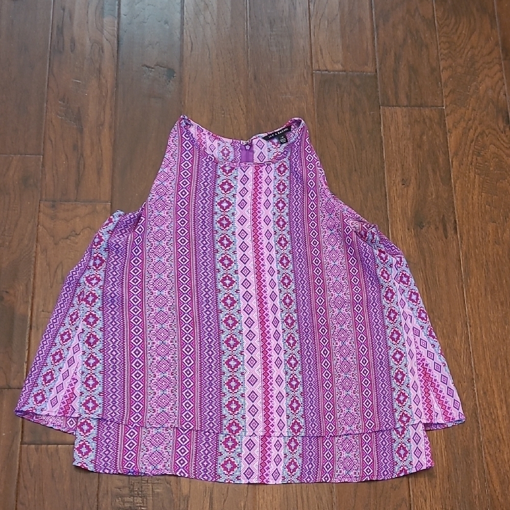 Zac & Rachel women's sleeveless pink & purple patterned top size Large